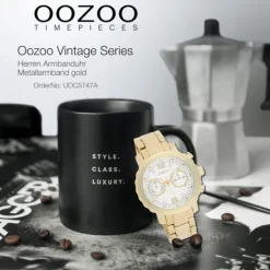 Oozoo Herren Armbanduhr Vintage Series Analog Metall gold UOC5747A