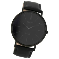 Oozoo Herren Damen Armbanduhr Ultra Slim C7301 Analog Leder schwarz UOC7301