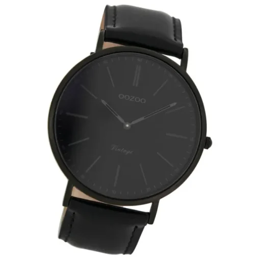 Oozoo Herren Damen Armbanduhr Ultra Slim C7301 Analog Leder schwarz UOC7301