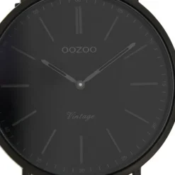 Oozoo Herren Damen Armbanduhr Ultra Slim C7301 Analog Leder schwarz UOC7301