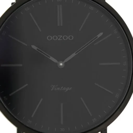 Oozoo Herren Damen Armbanduhr Ultra Slim C7301 Analog Leder schwarz UOC7301