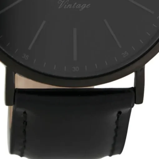 Oozoo Herren Damen Armbanduhr Ultra Slim C7301 Analog Leder schwarz UOC7301