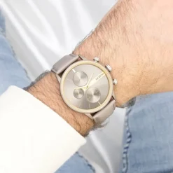 Oozoo Herren Damen Armbanduhr Timepieces Analog Leder braun taupe UOC11315