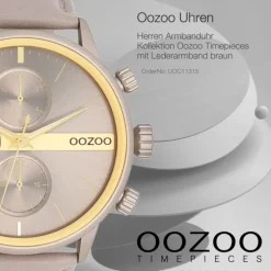 Oozoo Herren Damen Armbanduhr Timepieces Analog Leder braun taupe UOC11315