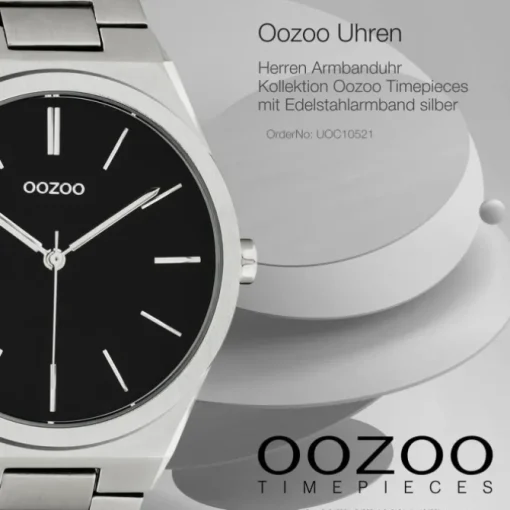 Oozoo Herren Damen Armbanduhr Timepieces C10521 Analog Edelstahl silber UOC10521