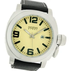 Oozoo Herren-Uhr Steel Quarzuhr Leder-Armband dunkelbraun UOOS014