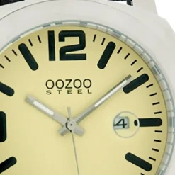 Oozoo Herren-Uhr Steel Quarzuhr Leder-Armband dunkelbraun UOOS014