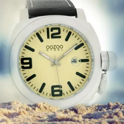 Oozoo Herren-Uhr Steel Quarzuhr Leder-Armband dunkelbraun UOOS014