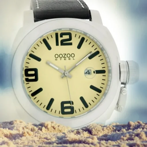 Oozoo Herren-Uhr Steel Quarzuhr Leder-Armband dunkelbraun UOOS014
