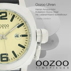 Oozoo Herren-Uhr Steel Quarzuhr Leder-Armband dunkelbraun UOOS014