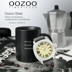 Oozoo Herren-Uhr Steel Quarzuhr Leder-Armband dunkelbraun UOOS014