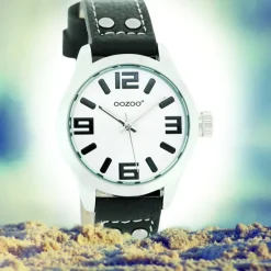 Oozoo Kinder Jugend Armbanduhr JR158 Quarzwerk Leder schwarz UOJR158