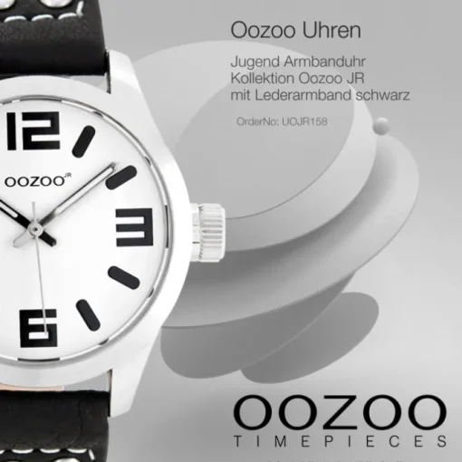 Oozoo Kinder Jugend Armbanduhr JR158 Quarzwerk Leder schwarz UOJR158