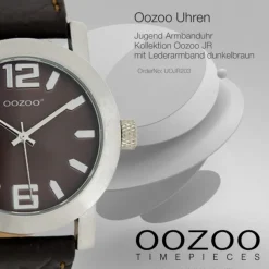Oozoo Kinder Jugend Armbanduhr JR203 Quarzwerk Leder dunkelbraun UOJR203