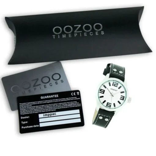 Oozoo Kinder Jugend Armbanduhr JR158 Quarzwerk Leder schwarz UOJR158