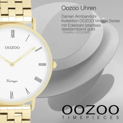 Oozoo Unisex Armbanduhr OOZOO Vintage Analog Edelstahl gold UOC20369