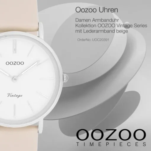 Oozoo Unisex Armbanduhr OOZOO Vintage Series Analog Leder beige UOC20391