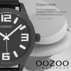 Oozoo Unisex Armbanduhr OOZOO Timepieces Analog Leder schwarz UOC1091A
