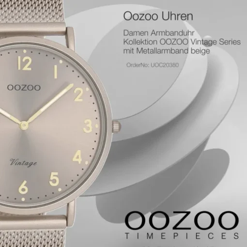 Oozoo Unisex Armbanduhr OOZOO Vintage Series Analog Metall beige UOC20380
