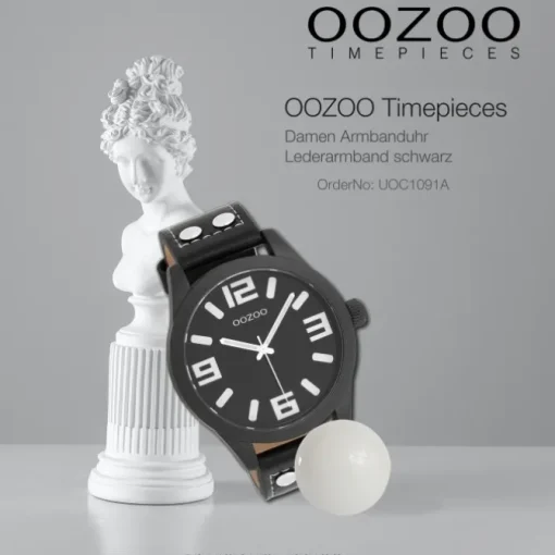 Oozoo Unisex Armbanduhr OOZOO Timepieces Analog Leder schwarz UOC1091A