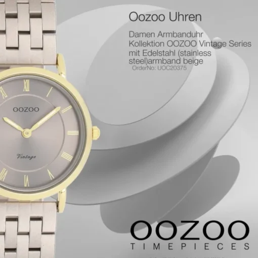 Oozoo Unisex Armbanduhr OOZOO Vintage Analog Edelstahl beige UOC20375