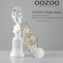 Oozoo Unisex Armbanduhr OOZOO Vintage Analog Edelstahl beige UOC20375