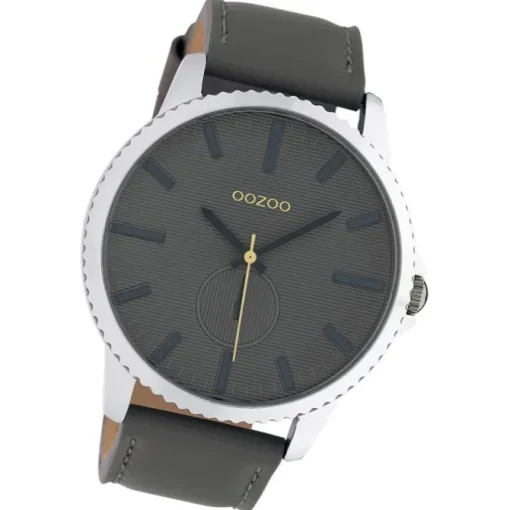 Oozoo Unisex Armbanduhr Timepieces Analog Leder grau UOC10330