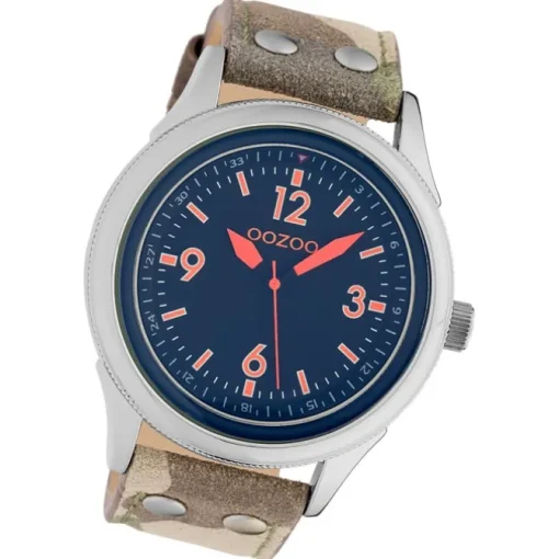 Oozoo Unisex Armbanduhr Timepieces Analog Leder camouflage braun UOC10354