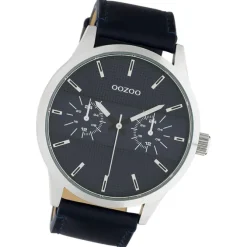 Oozoo Unisex Armbanduhr Timepieces Analog Leder dunkelblau UOC10536