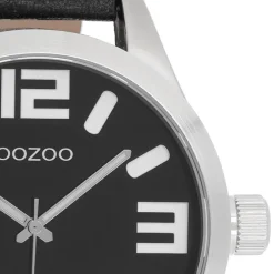 Oozoo Unisex Armbanduhr Timepieces Analog Leder schwarz silber UOC1004A