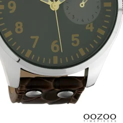 Oozoo Unisex Armbanduhr Timepieces Analog Leder dunkelbraun UOC10327