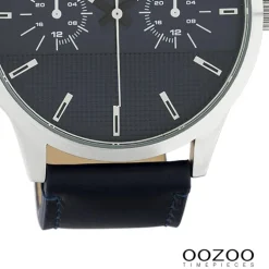 Oozoo Unisex Armbanduhr Timepieces Analog Leder dunkelblau UOC10536