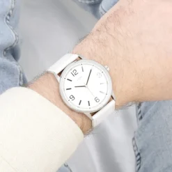 Oozoo Unisex Armbanduhr Timepieces Analog Lederband weiß UOC11500