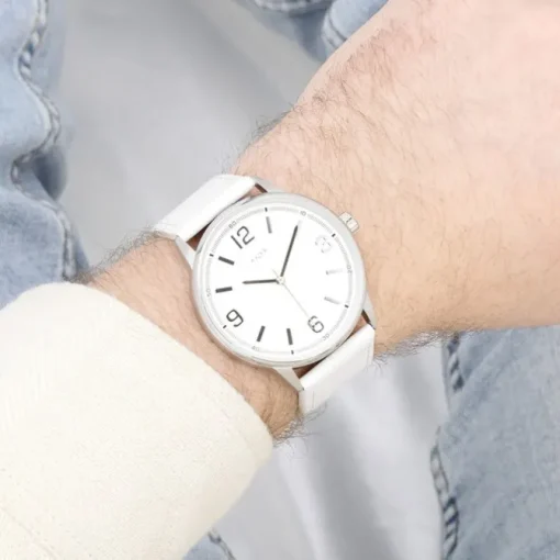 Oozoo Unisex Armbanduhr Timepieces Analog Lederband weiß UOC11500