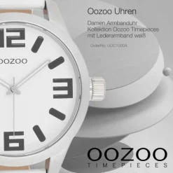 Oozoo Unisex Armbanduhr Timepieces Analog Leder weiß UOC1000A
