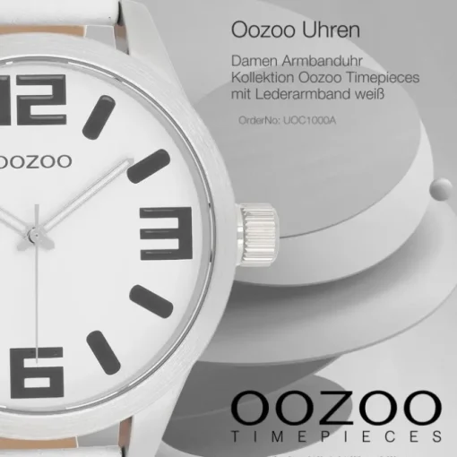 Oozoo Unisex Armbanduhr Timepieces Analog Leder weiß UOC1000A