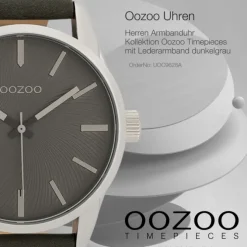 Oozoo Unisex Armbanduhr Timepieces Analog Leder dunkelgrau UOC9628A