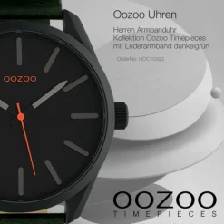 Oozoo Unisex Armbanduhr Timepieces Analog Leder dunkelgrün UOC10322