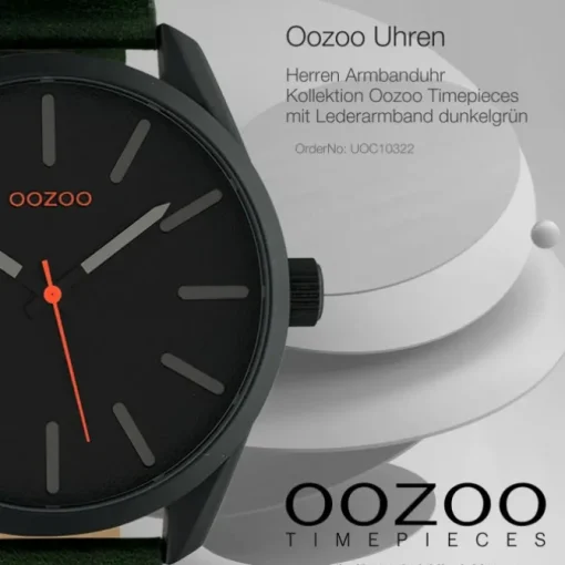 Oozoo Unisex Armbanduhr Timepieces Analog Leder dunkelgrün UOC10322