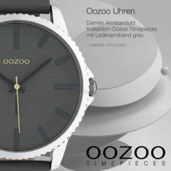 Oozoo Unisex Armbanduhr Timepieces Analog Leder grau UOC10330