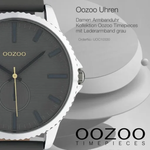 Oozoo Unisex Armbanduhr Timepieces Analog Leder grau UOC10330