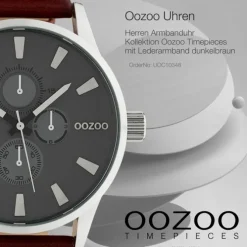 Oozoo Unisex Armbanduhr Timepieces Analog Leder dunkelbraun UOC10348
