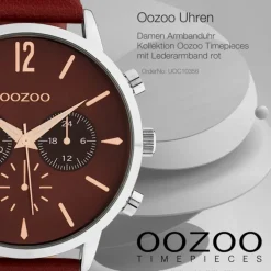 Oozoo Unisex Armbanduhr Timepieces Analog Leder rot UOC10356
