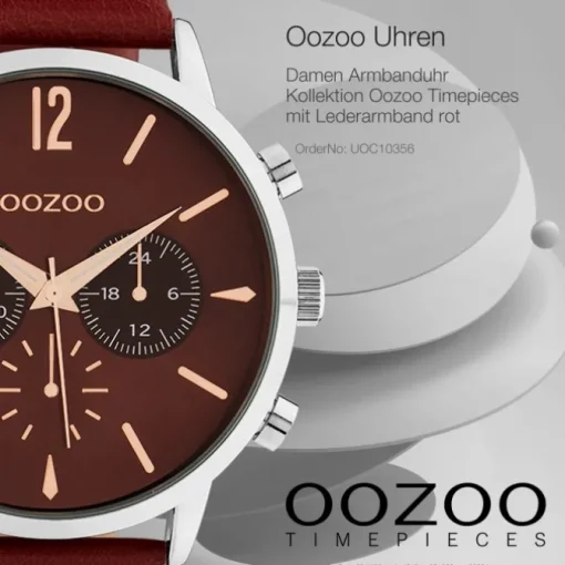 Oozoo Unisex Armbanduhr Timepieces Analog Leder rot UOC10356