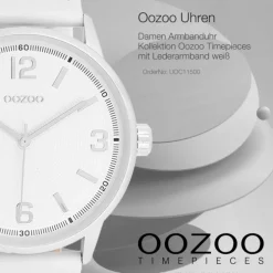 Oozoo Unisex Armbanduhr Timepieces Analog Lederband weiß UOC11500