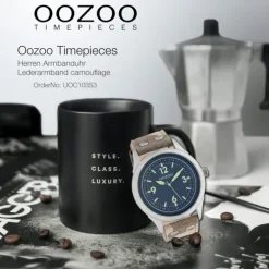 Oozoo Unisex Armbanduhr Timepieces Analog Leder camouflage braun UOC10353