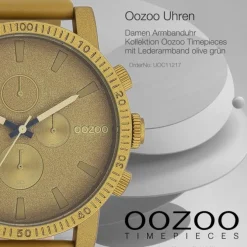 Oozoo Unisex Armbanduhr Timepieces Analog Leder olive grün UOC11217