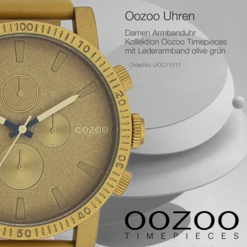 Oozoo Unisex Armbanduhr Timepieces Analog Leder olive grün UOC11217