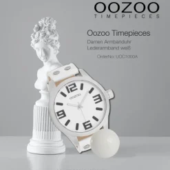 Oozoo Unisex Armbanduhr Timepieces Analog Leder weiß UOC1000A