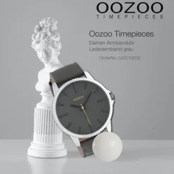 Oozoo Unisex Armbanduhr Timepieces Analog Leder grau UOC10330